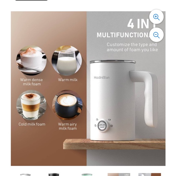 COPY - HadinEEon Fresh Breeze 4 in 1 Electric Milk Frother (5.1 oz/10.1 oz)Blac… - Picture 2 of 3